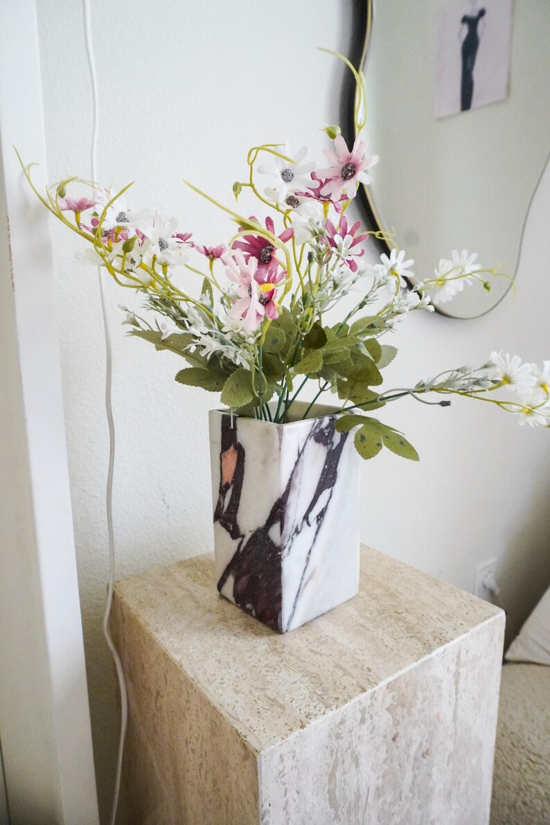 Calacatta Viola Marble Vases, Japandi-Style Home Decor,Viola Marble Pot,Minimalist Home Decor,Holiday Gift,Gift For Her,Neutral Home Decor N(Catacatta Viola)