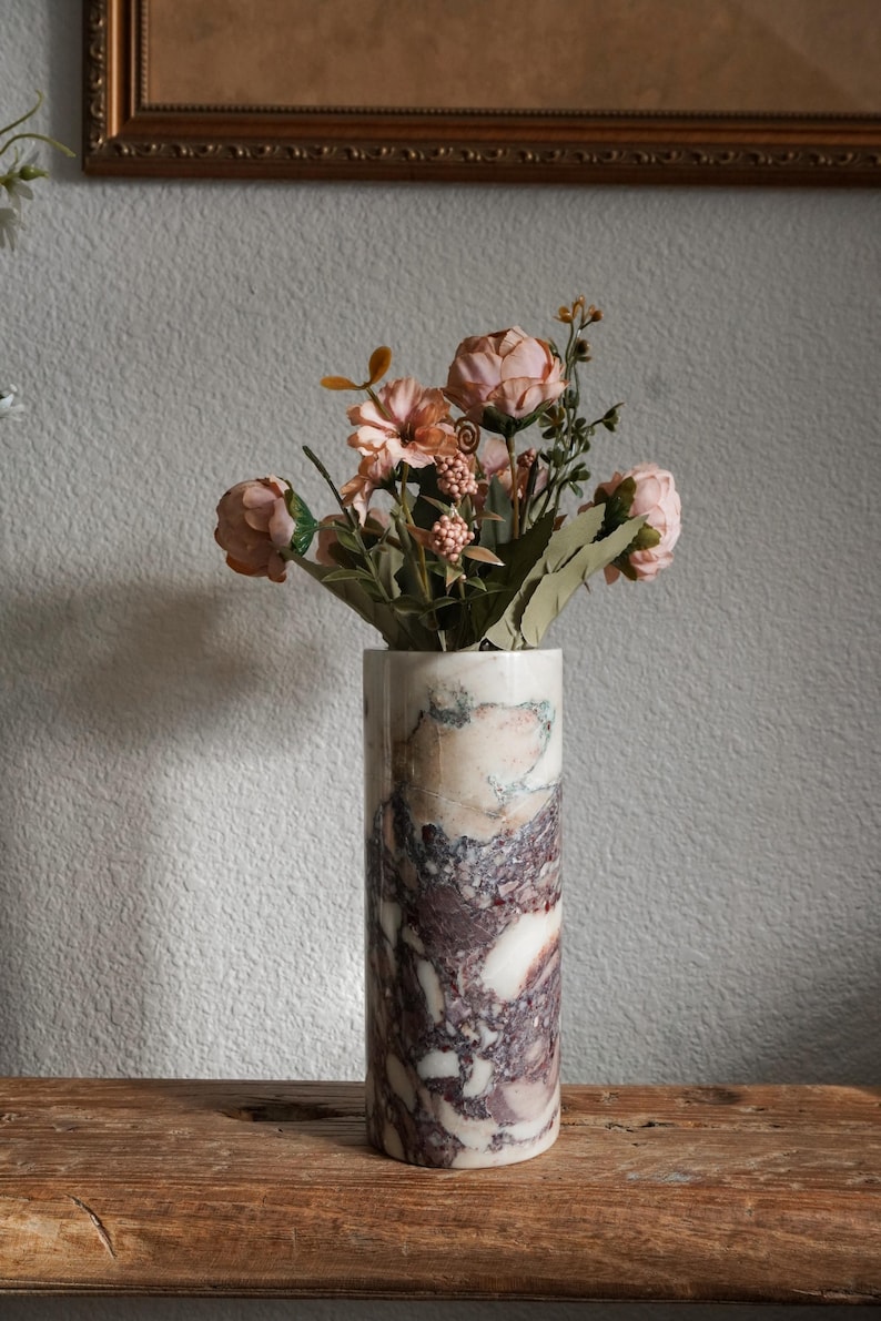 Calacatta Viola Marble Vases, Japandi-Style Home Decor,Viola Marble Pot,Minimalist Home Decor,Holiday Gift,Gift For Her,Neutral Home Decor image 5