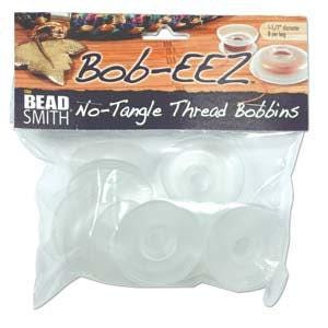 May include: A package of 8 clear plastic Bob-eeze No-Tangle Thread Bobbins for beading and jewelry making.