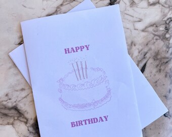 Birthday Cake Card | Vintage Birthday Cake Card | Cute Birthday Card | Aesthetic Birthday Card | Cute Cake | Vintage Cake