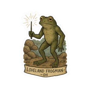 Loveland Frogman OH Sticker: Cryptid Art Decal