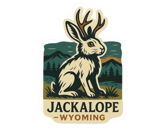 Jackalope Vinyl Sticker: Wyoming Cryptid Rabbit Decal