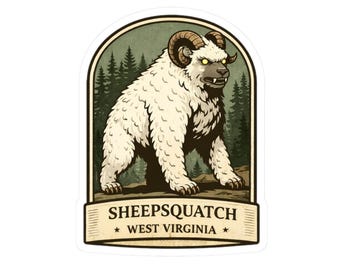 Sheepsquatch West Virginia Sticker Cryptid Creature Kiss-Cut Vinyl Decal