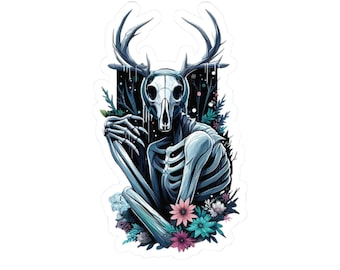 Pegatina de Wendigo, vinilo gótico críptico, criatura paranormal del bosque invernal