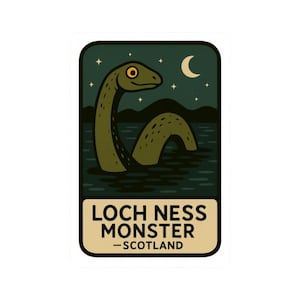 Loch Ness Monster Sticker Cryptid Creature Sticker,  Waterproof Vinyl Nessie Decal,  Scotland Mythical Creature Folklore Aesthetic
