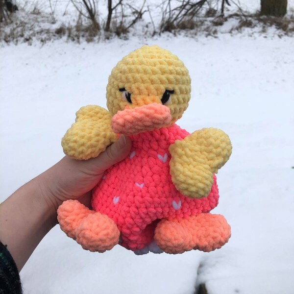 Crochet Pattern: Duck Strawberry Snuggler Lovey