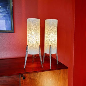 Mid Century Modern Retro Rocket Table Lamp Set: Handcrafted, unique and original yet vintage inspired, atomic, Sputnik, 1950-60, midcentury