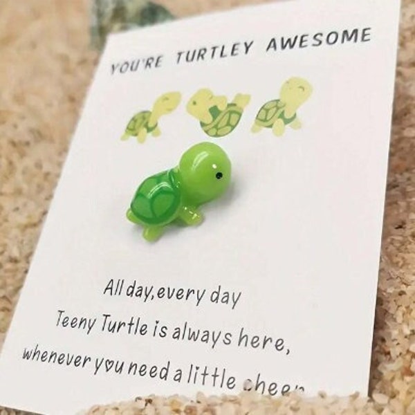 You're Turtley Awesome - 1pc Turtle Motivational Gift - Cute Mini Green Turtle Decoration - Lovely Turtle Shaped Card Friendship Gift Set