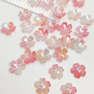 Pink Cherry Blossom Beads 30pcs for Jewelry Making - Japanese Sakura, Lucky Charm, Anime Inspired, Dainty Craft Supplies, Gift, Men, Women