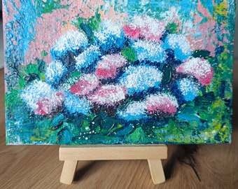 Peinture acrylique Petit Tableau Fleurs hortensia
