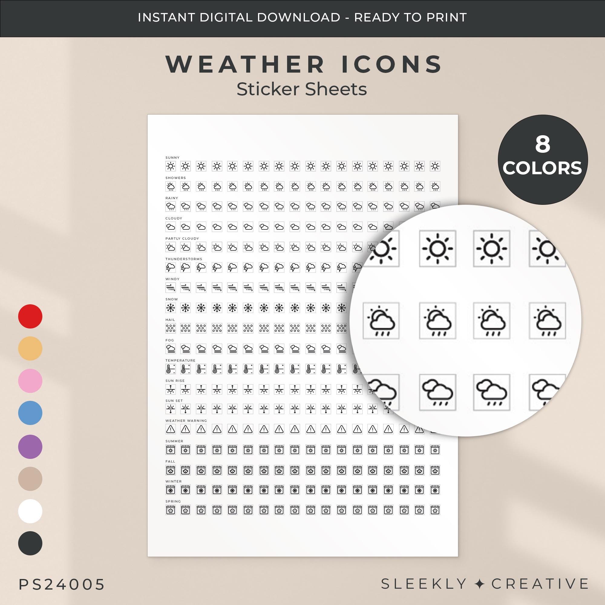 29 Creative Weather Crafts for Kids 25 Weather Icons Sticker Sheet 0.27'' 7mm Set of Printable Outlined…