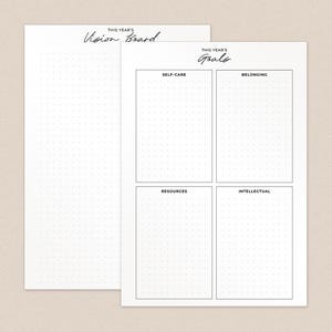 Pollux Goals Vision Board | Self Care Objective Setting Printable Page Planner Inserts A5 Half Letter A6 Personal Pocket Binders - PX24019