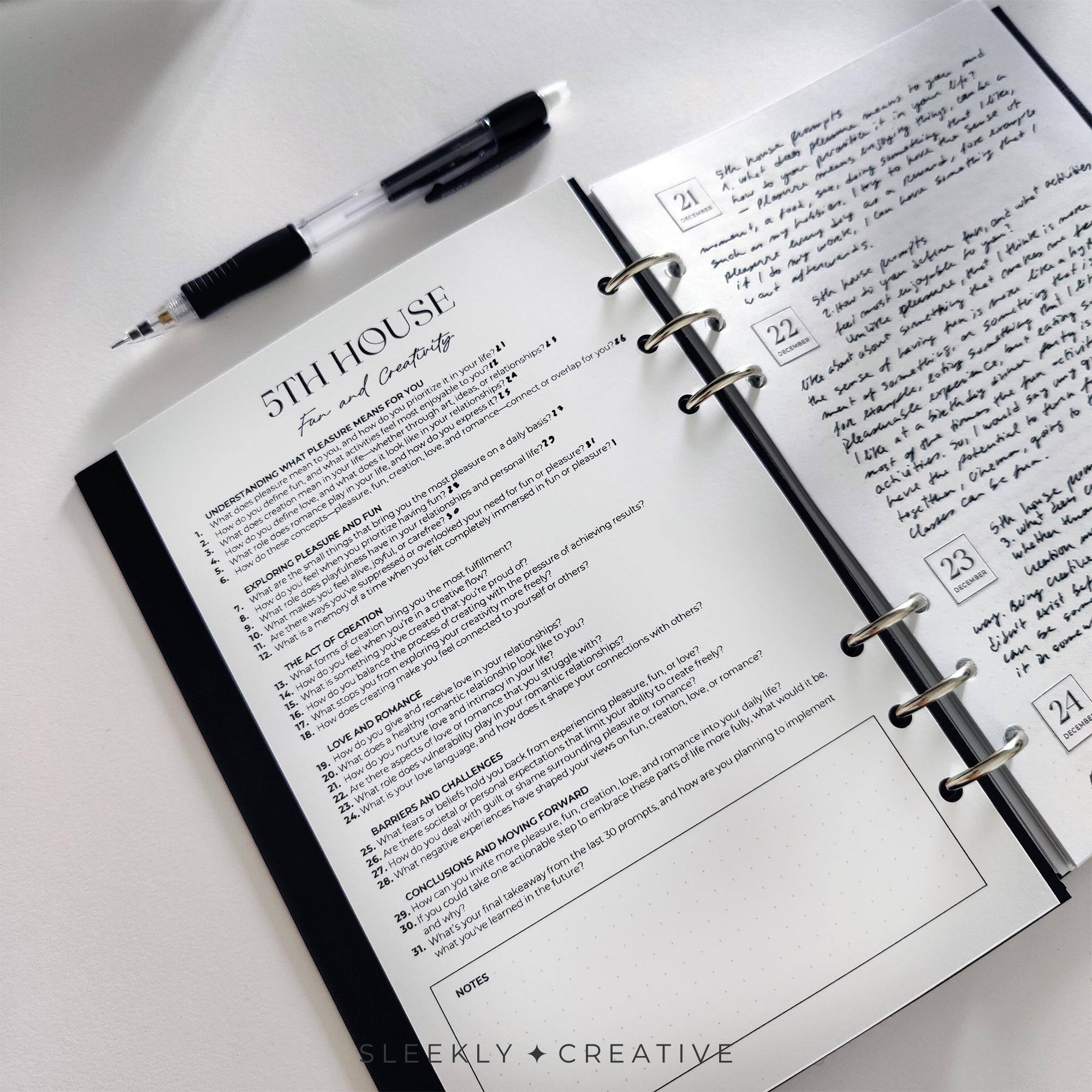 A Year of Daily Journaling Prompts | 365 Houses Birth Chart One a Day ...