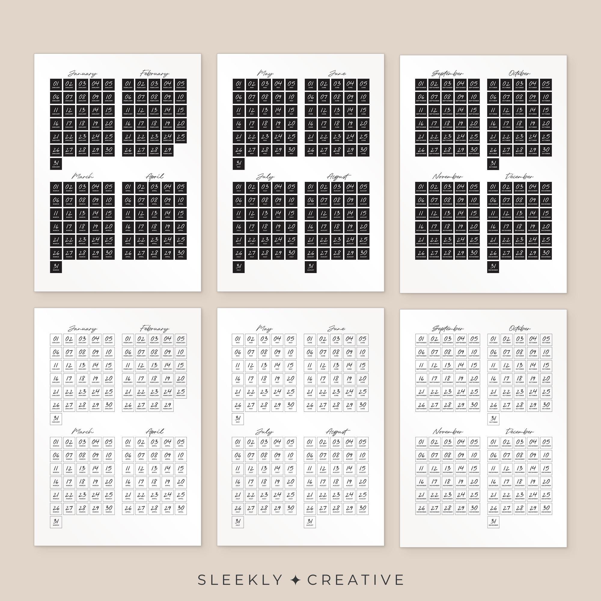 Daily Date Sticker Sheet Black | 0.6