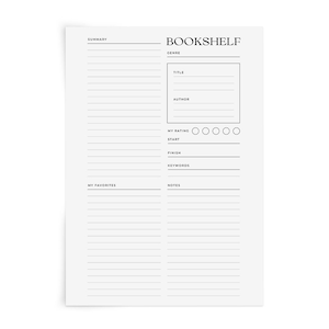Planificador de páginas de reseñas de libros Insertar plantilla Diario de seguimiento de lectura para lectores: combinación y combinación de planificación elegante A4, A5, Carta, HP, Personal