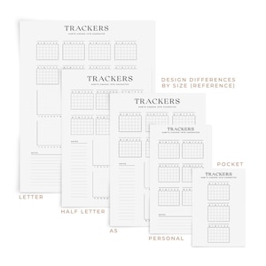 Rastreador mensal sem data com planejador gráfico para impressão, folha de página de inserção - Sleekly Planning Coleção Arietis A4, A5, Carta, HP, Pessoal