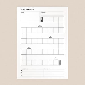 Grafiek voor het bijhouden van gewoontes voor gewichtsverlies | Werkblad met uitgesplitste doelen in spelstijl, afdrukbare planner-inlegvellen voor A5, A6, persoonlijk en zakformaat - MM24029