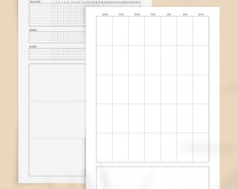 Monthly View Dashboard Undated w/ 31 Day Tracker Printable Planner Insert, Routine Template Tracker, Instant Download A5 A6 Personal Pocket
