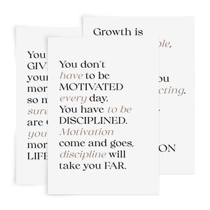 Portadas de planificador con citas inspiradoras / 6 mensajes motivacionales para pared con separadores de tablero de mandos con fuente serif, tamaño A4, A5, carta, PDF - MM24004