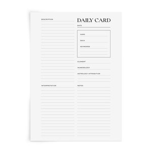 Diário de cartas de tarô diário sem data Oracle Sheet Planner Insert Worksheet - Sleekly Planning Magick Cosmic Tools A4, A5, Letter, HP, Personal