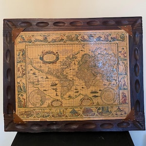 1606 Nova Totius Terrarum Orbis Map, Vintage Framed World Art, William Blaeu Reproduction