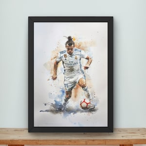 Gareth Bale poster, Real Madrid, wales, soccer poster, digital art, sports poster, wall art printable, digital download, watercolor