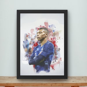 Kylian Mbappé, france football, psg, real madrid, mbappe, football, goat, digital download, soccer poster, football, kylian mbappe poster