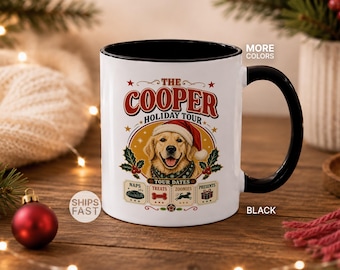 Mok voor de vakantietour met huisdier, retro bandstijl koffiemok met hond, gepersonaliseerde kattenconcertmok, grappig kerstcadeau voor dierenliefhebbers, MUG_102