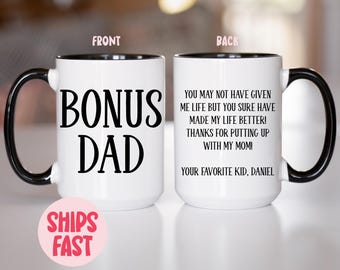 Bonus Dad Coffee Mug •Funny Gifts for Step-Dad •Cute Stepdad Coffee Mugs •Step-Father Gift Idea •Father's Day Mug, Unique Dad Coffee Gift
