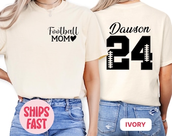 Personalized Football Mom Shirt, Custom Football Mom Tee with Kids Name & Number, Football Mama T-Shirt, Football Mom Gift, Custom Team Tee