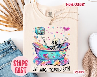 Camiseta con estampado de tostadora Live Laugh, camiseta sarcástica, camiseta de humor negro, camiseta estética de moda, sudadera con estampado de tostadora, camiseta de broma, camiseta divertida