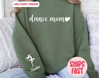 Personalized Dance Mom Sweatshirt with Kid Name, Dance Mom Gift, Dance Lover Sweater, Custom Dance Mom Crewneck, Ballet Mom Hoodie, PSD_022
