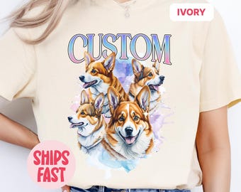 Individuelles Haustier Porträt Shirt, personalisiertes Komfort Farben T-Shirt, Hunde gedenkgeschenk, Benutzerdefinierte Katzen Shirt, Haustier Foto Shirt, individuelles Haustier Liebhaber Geschenk