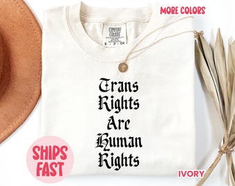 Trans Rights Are Human Rights Crop Top – Protect Trans Kids & Youth with Pride and Solidarity in Boxy Comfort Colors Tee (PRIDE010)