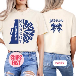 Custom Cheer T-Shirt, Cheer Squad Tee, Personalized Cheer Shirt with Name, Megaphone & Mascot Cheer Shirt, Cheer Mom Tee