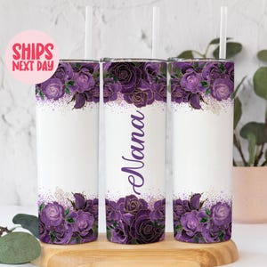 Floral Nana Tumbler, Watercolor Flower Nana 20 oz Tumbler with Straw, Gifts for Grandma, Nana Gift, Mother&#39;s Day Gifts for Nana – TMB_026