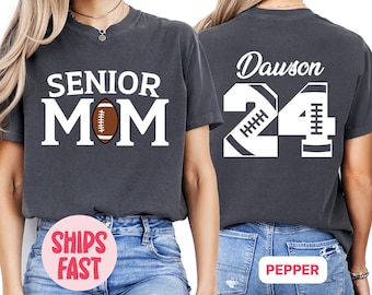 Senior Football Mom Shirt, Personalized Football Mom Tee, Football Mom Shirt with Kids Name and Number, Senior Mom Football Tee