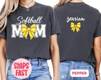Custom Softball Mom T-Shirt, Personalized Softball Gift for Mom, Softball Mom Tee, Softball Gifts, Game Day Shirt, Custom Mama Tee