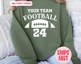 Customized Football Sweatshirt | Personalized Team Name & Number Sweater | Game Day Hoodie | Football Season Crewneck | Football Fan Gift