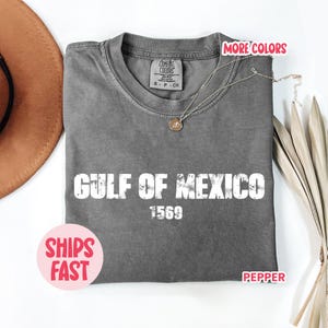 T-shirt patriotique Comfort Colors® Golfe du Mexique - American Pride & Design de carte côtière unisexe pour les amoureux de la côte du golfe (PRIDE018)