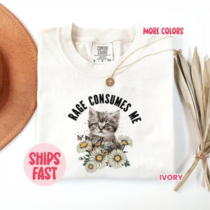 Comfort Colors® shirt grappige kat geestelijke gezondheid, T-shirt sarcastische angst, ontspannen kattenliefhebber cadeau – TSH_011