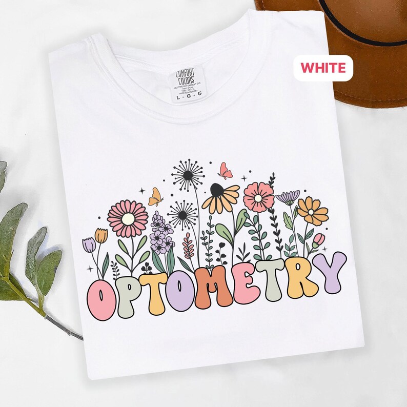 ワイルドフラワー検眼シャツ、将来の検眼医＆眼科学生へのギフトTシャツ、DTFプリントソフトコットンビジョンケアプライドTCH_089 画像 6
