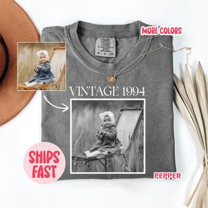Personalized Birthday Shirt, Custom Photo and Year Birthday Comfort Colors Shirt, Custom Birthday Gift, Vintage 1995 Shirt, PSD_070