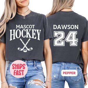 Custom Hockey T-Shirt | Personalized Hockey Mom Shirt | Team Spirit Tee | Hockey Team Name & Number Shirt | Hockey Gift for Mom or Fan