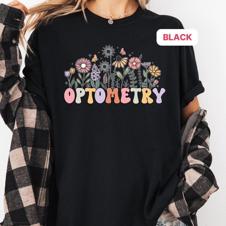 ワイルドフラワー検眼シャツ、将来の検眼医＆眼科学生へのギフトTシャツ、DTFプリントソフトコットンビジョンケアプライドTCH_089 画像 7