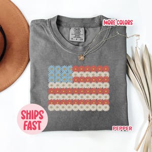 Retro American Flag Shirt, 4th of July Shirts, Womens Fourth of July Shirt, USA Graphic Tee, Patriotic Shirt, Independence Day Gift, IND_022