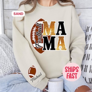 Personalized Football Mom Sweatshirt, Custom Football Mama Hoodie, Football Mom Gift with Kids’ Names, Cute Game Day Crewneck, sports mom