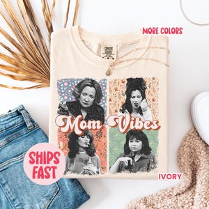 Vibrazioni per mamme anni &#39;90, maglietta Comfort Colors Mom Vibes, maglietta divertente Mom Life, magliette retrò per mamme, regalo per la festa della mamma, maglietta Snarky Mom, regalo trendy per mamme