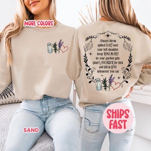 Salt Rosemary Lavender Love Sweatshirt, Witchy Front & Back Hoodie, Practical Magic Shirt, Fall Halloween Cozy Vibes – HWN_008