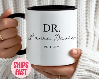 Caneca de café personalizada com nome de médico, presente engraçado para estudantes de medicina, caneca personalizada para formatura de doutorado, caneca para pós-graduação, DR_005